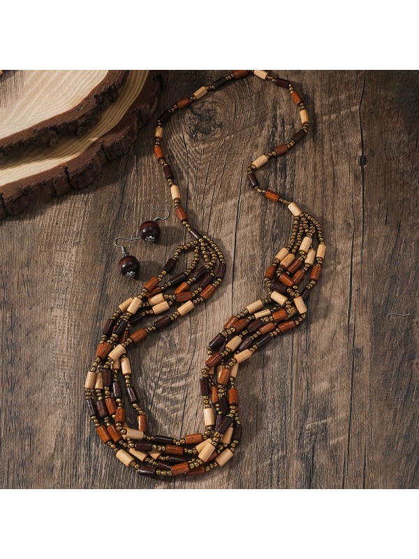 LESENA OGRLICA-rjava +uhani