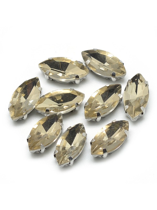 KRISTALČEK ZA ŠIVANJE kaki,7x15mm