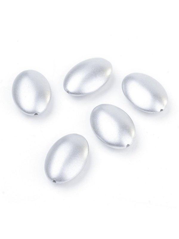 AKRILNE PERLE ovalne srebrne