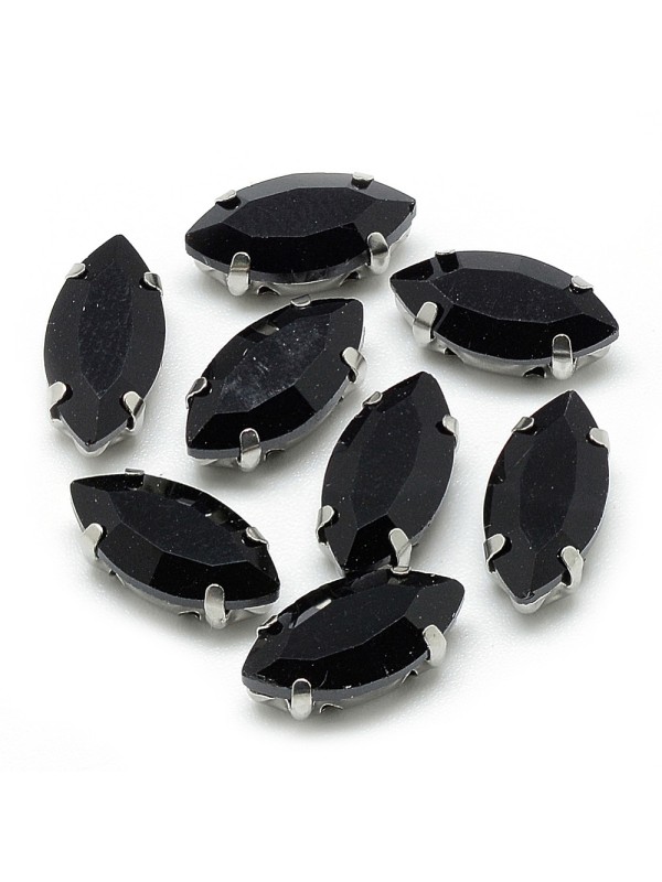 KRISTALČEK ZA ŠIVANJE črn,7x15mm