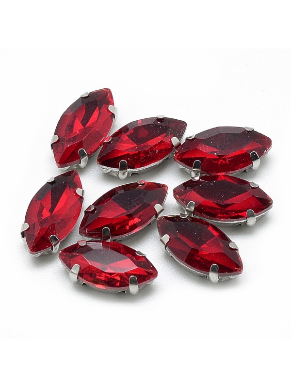 KRISTALČEK ZA ŠIVANJE rdeč,7x15mm